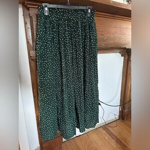 Dark Green Pleated Polka Dot Skirt - Size Medium